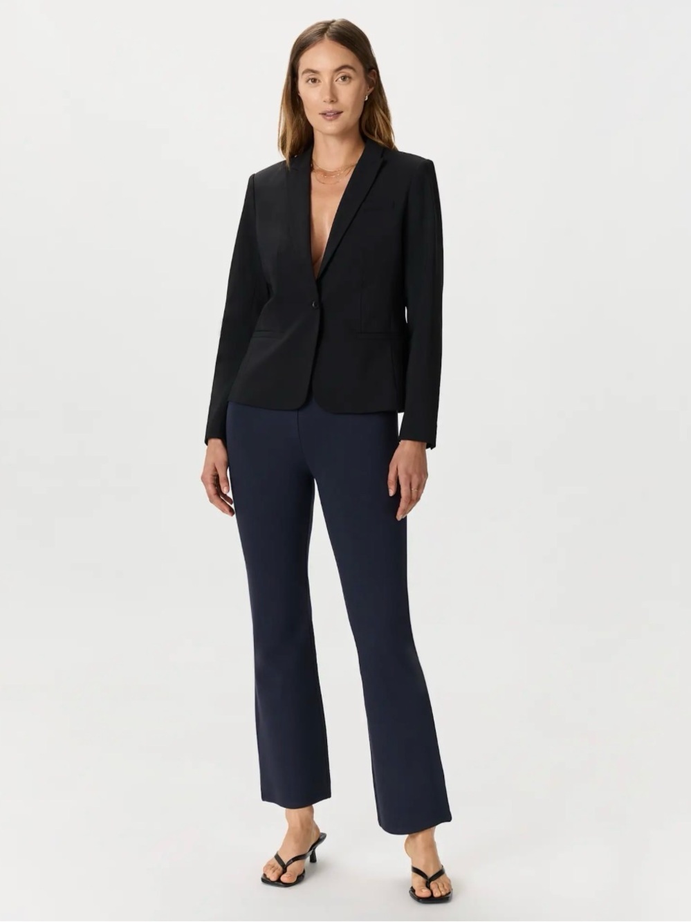 Quince Ultra-Stretch Ponte Bootcut Pants Navy Women’s M Pull-On Stretch NWT